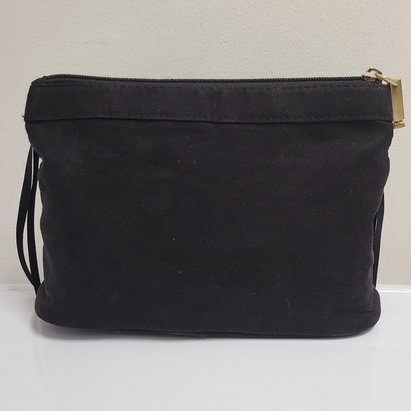 KESTREL Black Faux Suede Fringe Accessory Clutch Bag with Wristlet Strap - Picture 3 of 15